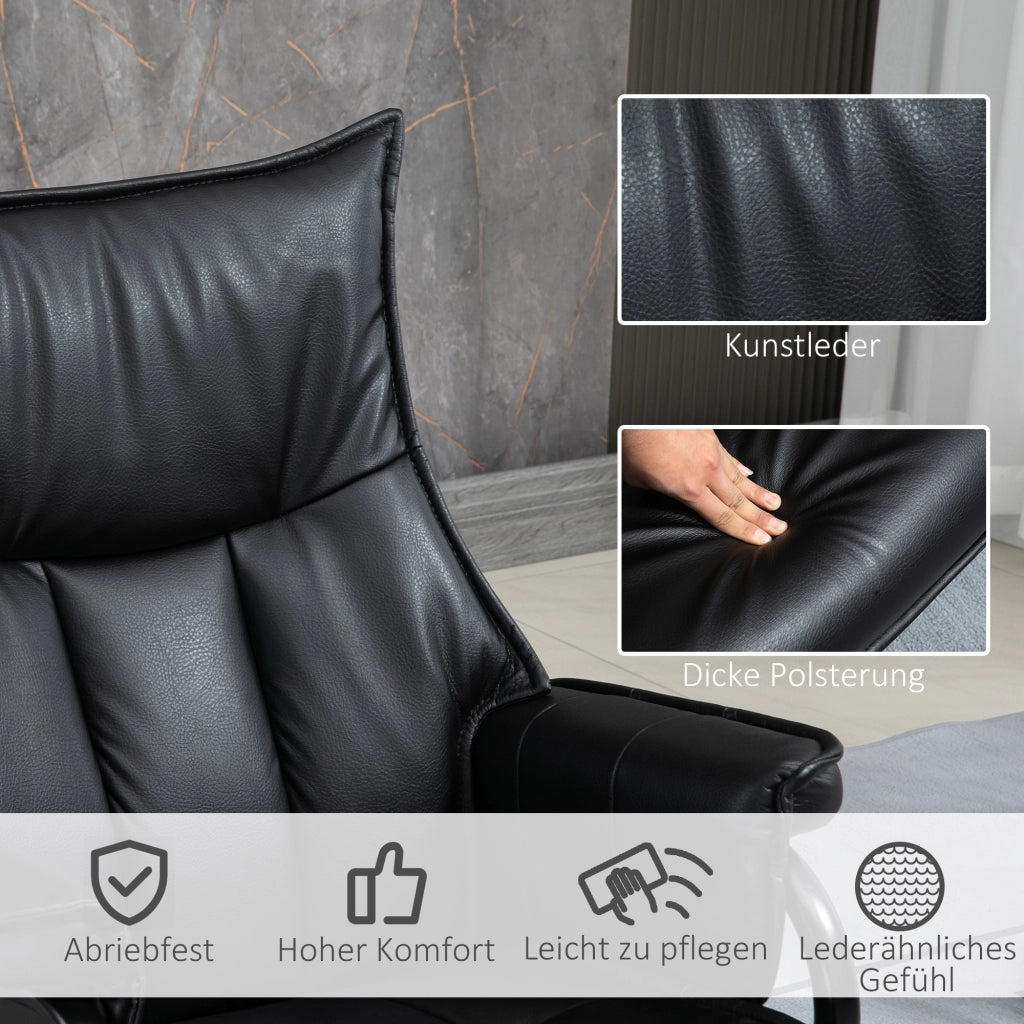POLTRONA Girevole Reclinabile con Poggiapiedi 78x64,5x45 cm Nero