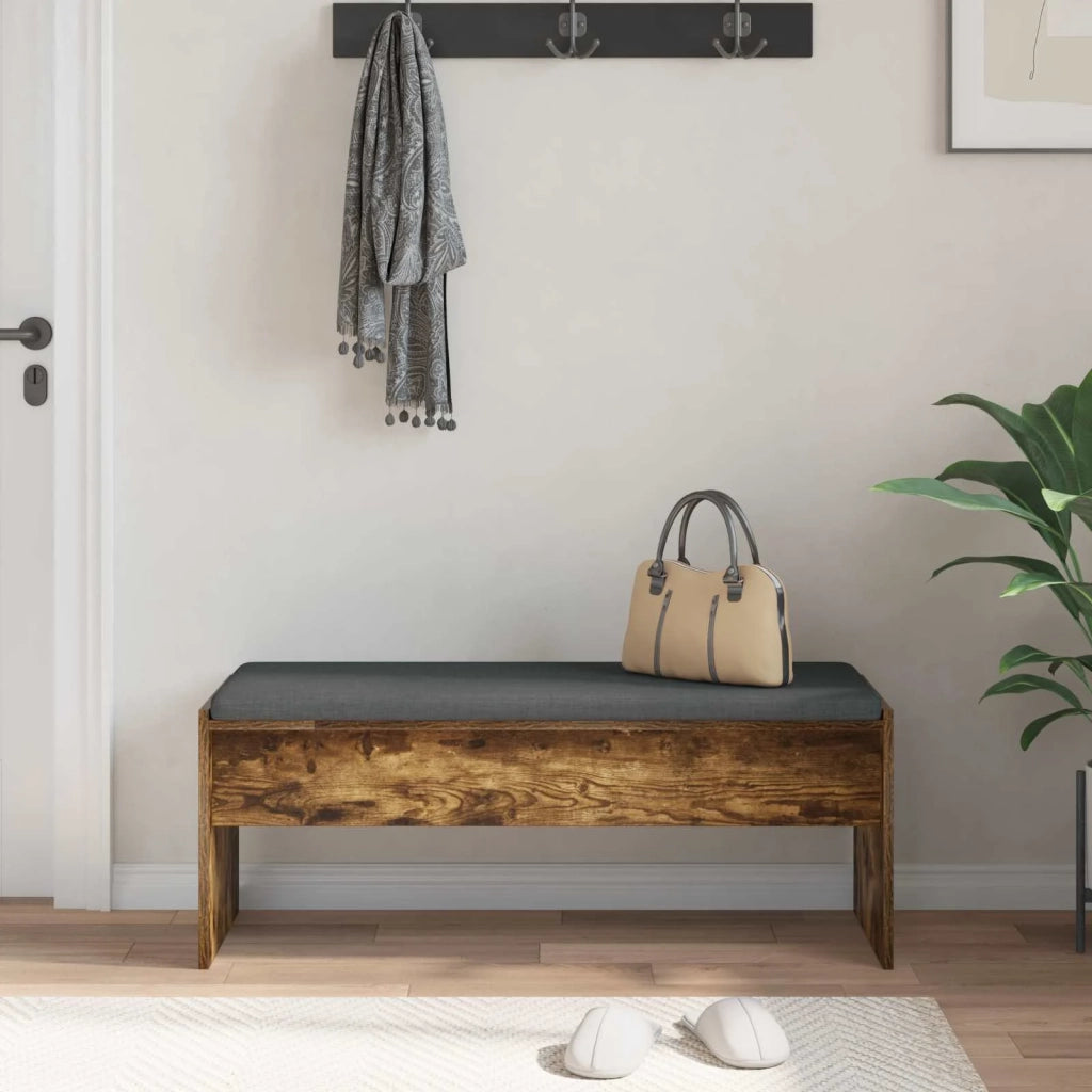 Panca per ingresso con cuscino Rovere fum¨¦ 103 x 38 x 40 cm