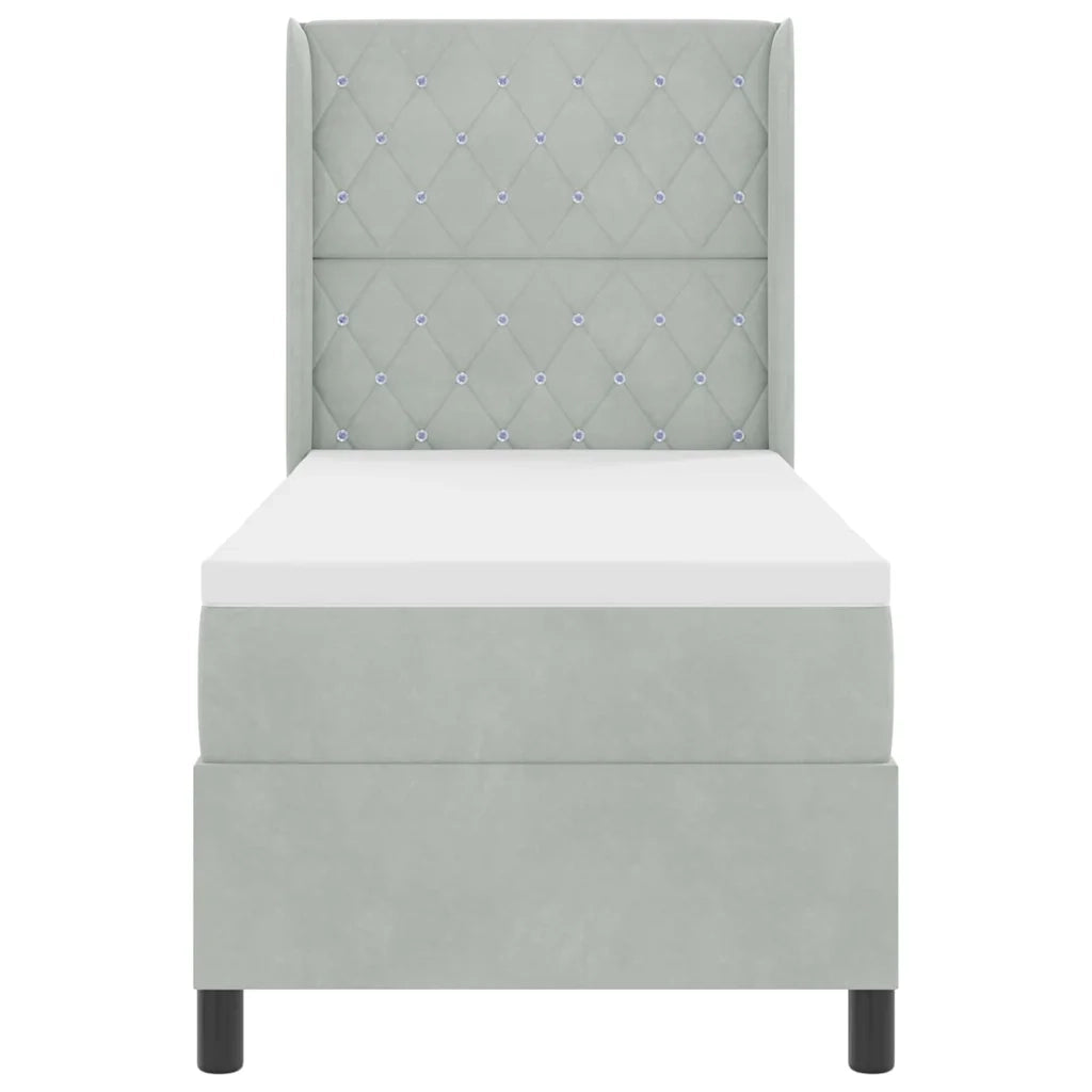 Letto a molle con materasso Grigio chiaro 80 x 200 cm Velluto 3343784