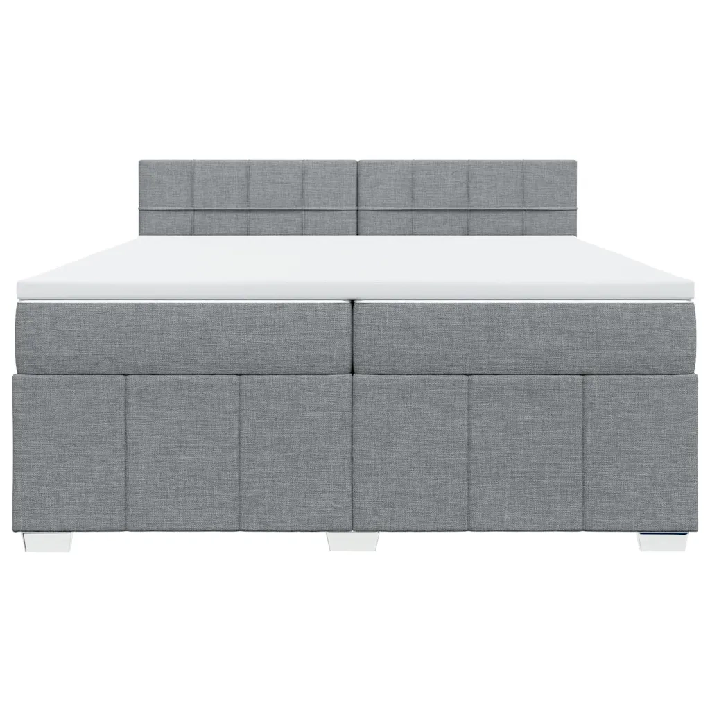 Giroletto a Molle con Materasso Grigio Chiaro 200x200cm Tessuto