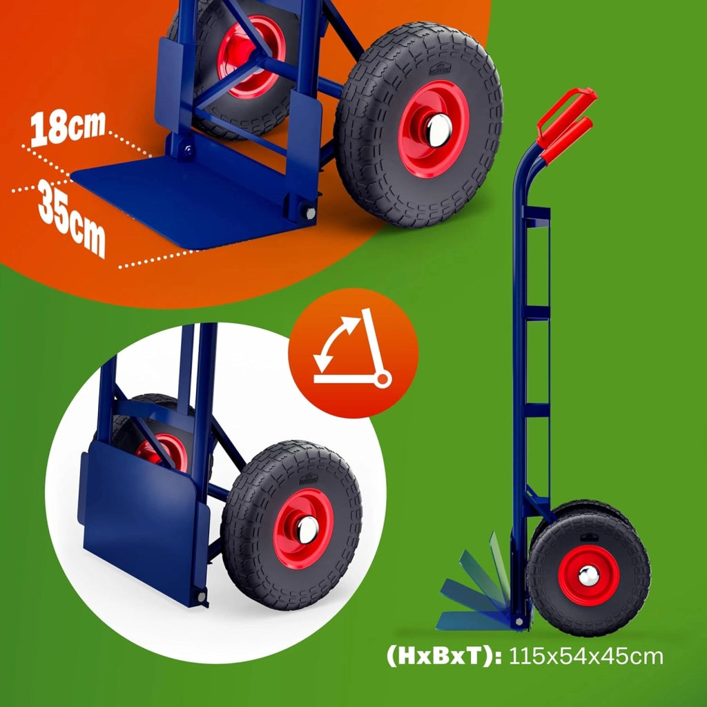 ® Carrello Portapacchi Pneumatici in Gomma Piena PU Pieghevole 200 kg in Acciaio Carrellino da Trasporto
