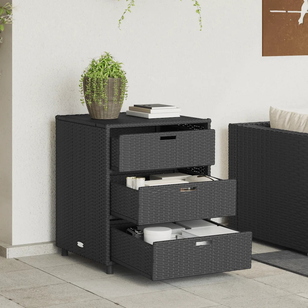 Armadietto Portaoggetti da Giardino Nero 55x59x69cm Polyrattan CFW5208763