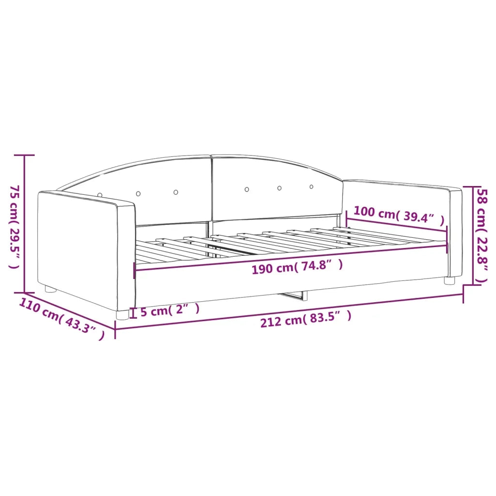 Letto da Giorno Grigio Chiaro 100x190 cm in Velluto 354154