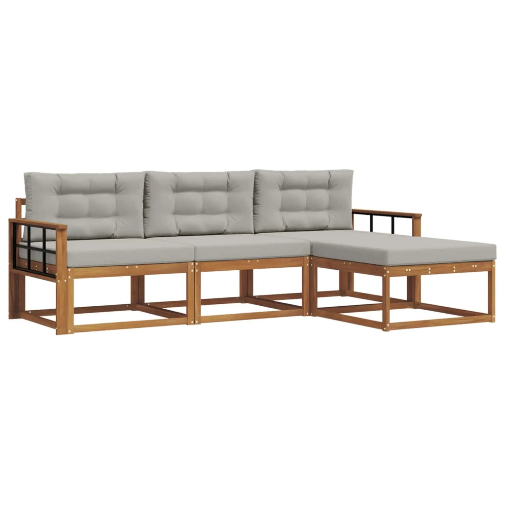 Set di divani da esterno 4 pcs Grigio Naturale e Chiaro 3367414
