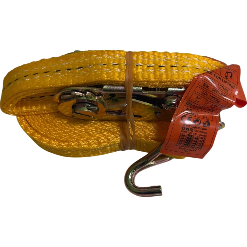 Cinghie cricchetto 6 metri x 25 mm 1,5 tonnellate ancoraggio fissaggio oggetti