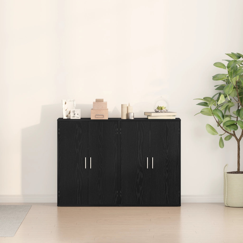 Credenze 2 pcs Nero Rovere 60x31x84 cm Legno Ingegnerizzato