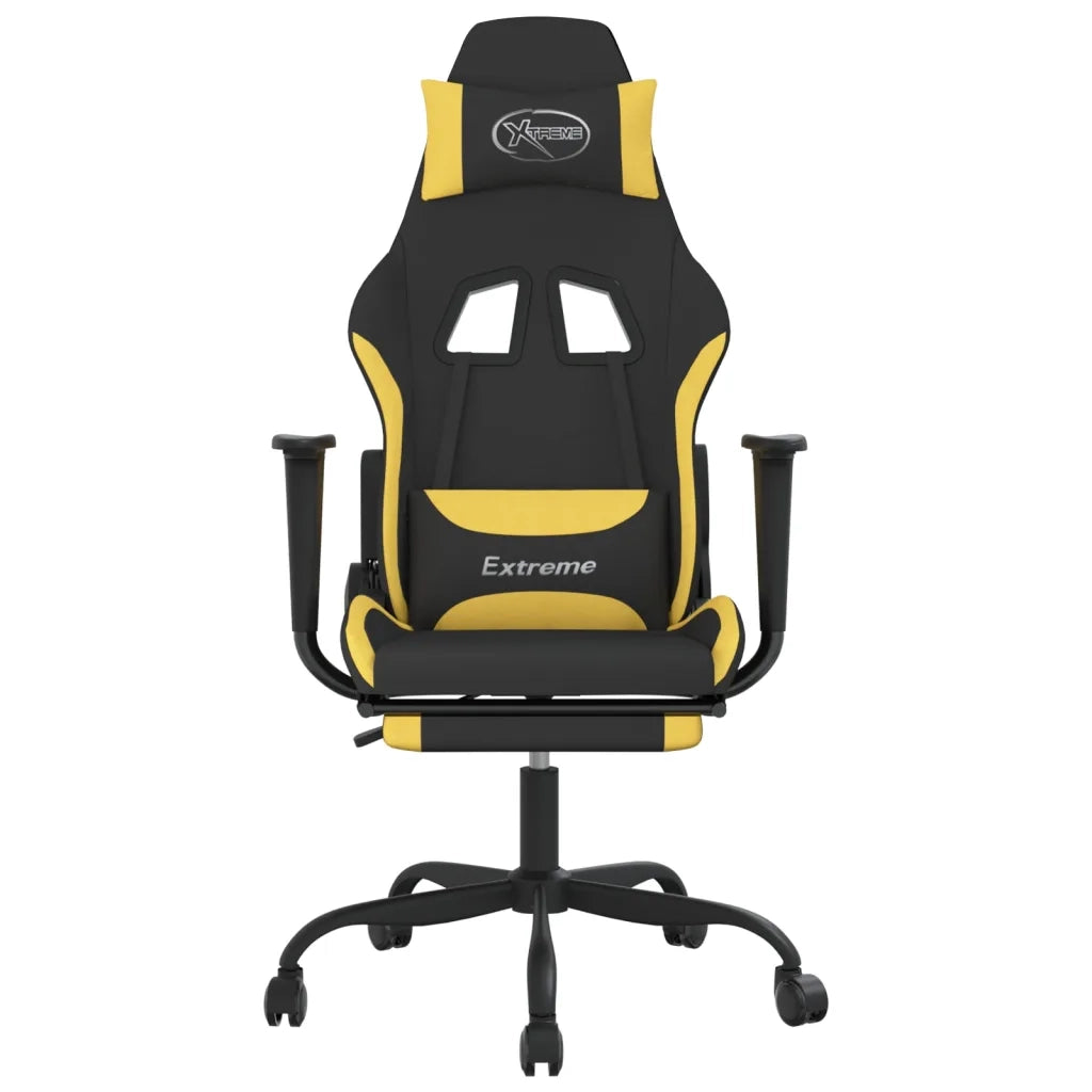 Sedia da Gaming | Sedia da e-sports con Poggiapiedi Nero e Giallo in Tessuto