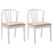 Sedia da pranzo 2 pz | Sedie da cucina Bianco e marrone Legno di gomma massiccio