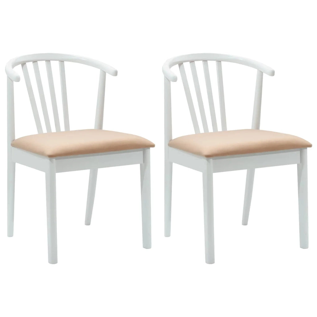 Sedia da pranzo 2 pz | Sedie da cucina Bianco e marrone Legno di gomma massiccio