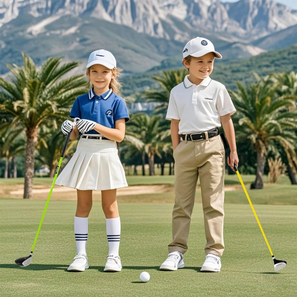 165CC Legno da Fairway Junior #3 per Bambini, Mazza da Golf Individuale per Ragazzi e Ragazze con Asta in Fibra di Vetro e Copritesta, Mano Destra, 34 Pollici, Età 8-10