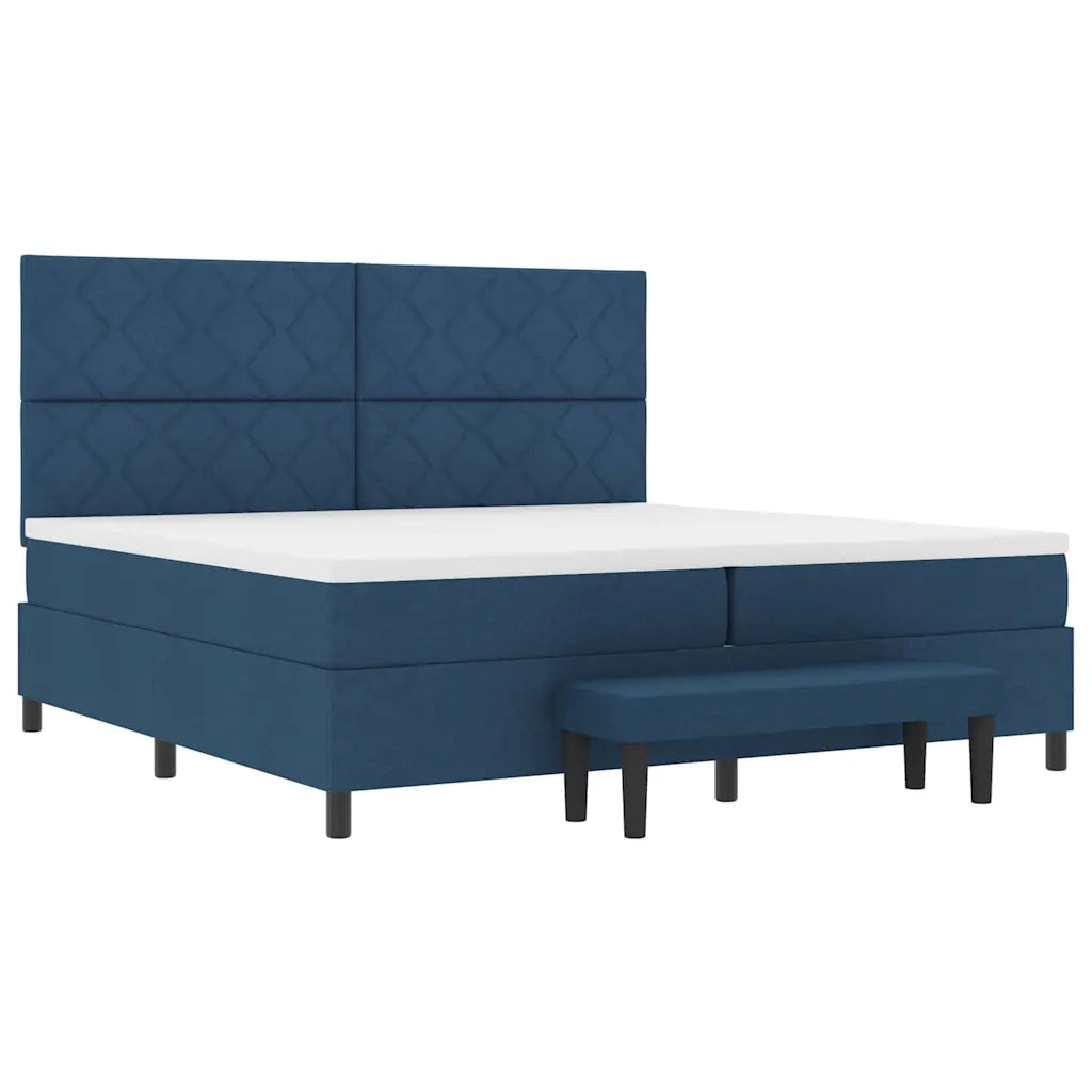Letto a molle con materasso Blu 200 x 200 cm Tessuto