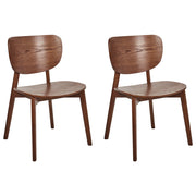 Set di 2 sedie da pranzo con struttura in legno di gomma marrone, senza braccioli, design minimalista