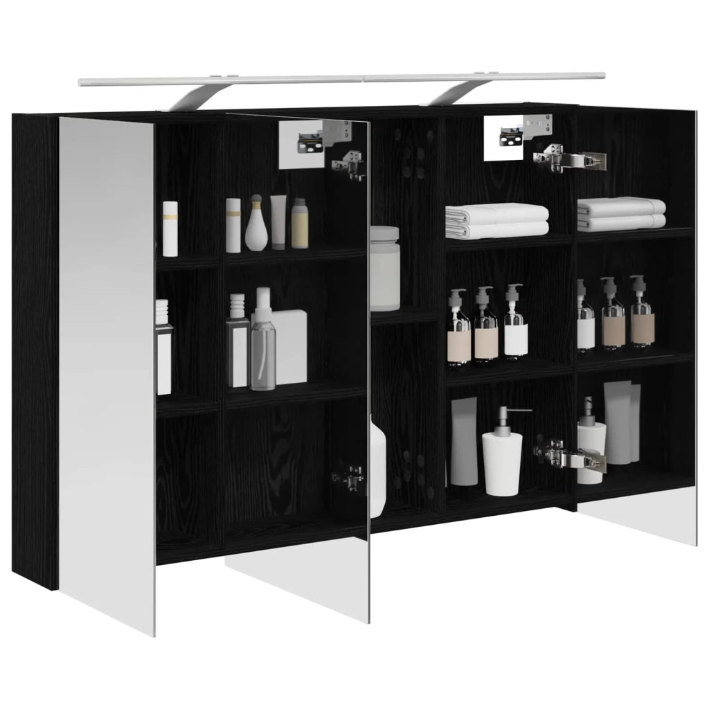Mobiletto per specchio da bagno Rovere Nero 100 x 14,5 x 70 cm