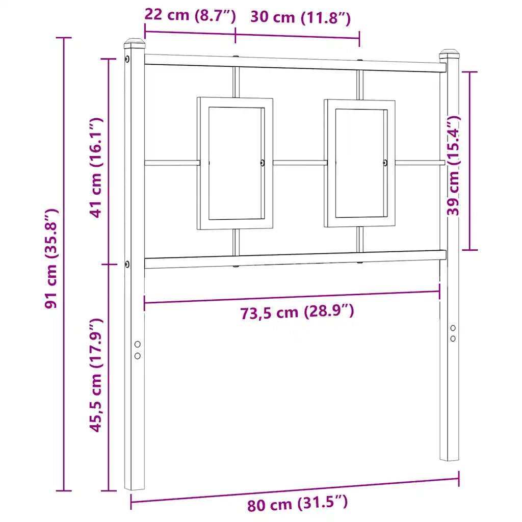 Testiera in Metallo-Testiera in Ferro-Testata Bianco 75 cm 472781