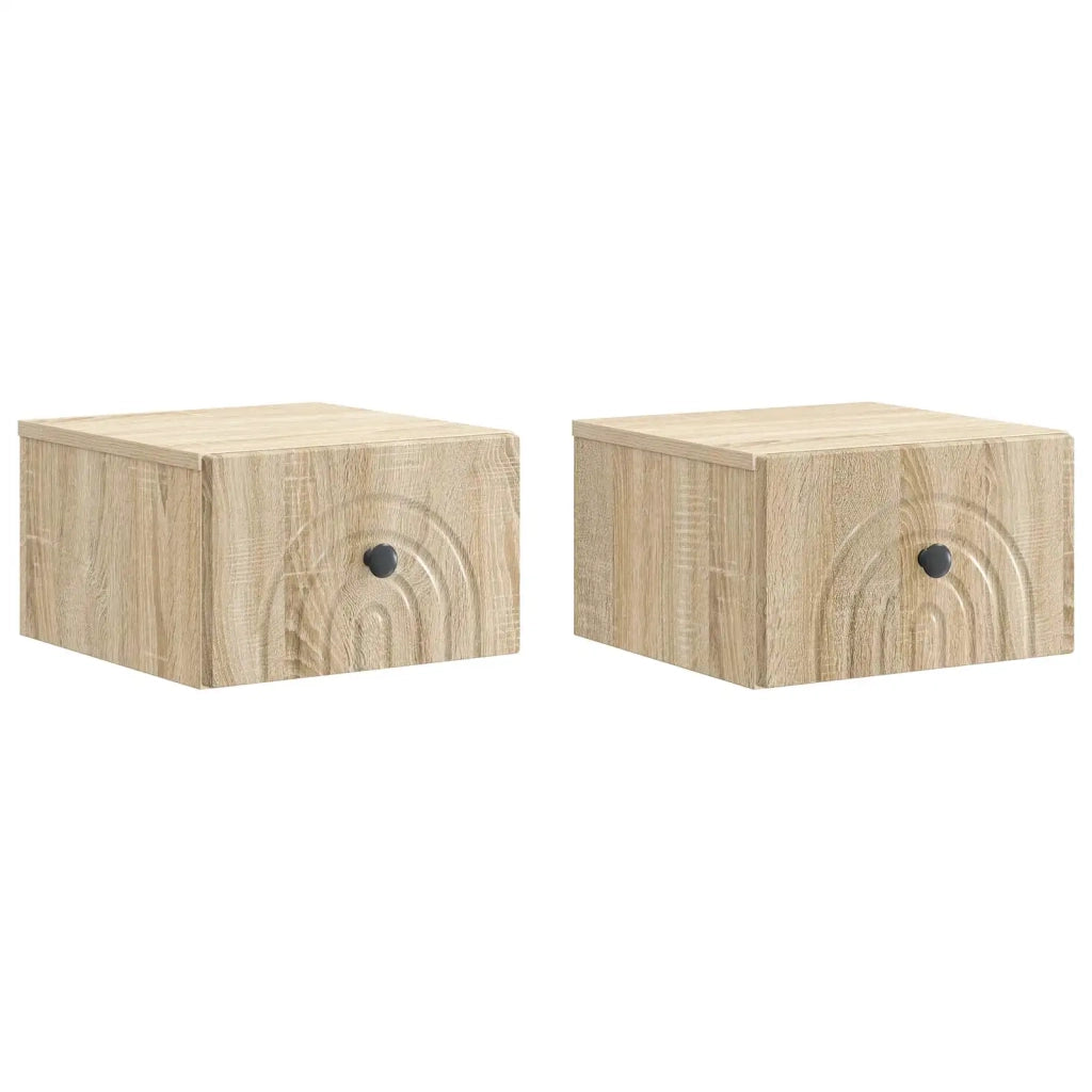 Mobiletto da notte a muro 2 pcs Rovere Sonoma 33 x 34,5 x 20 cm