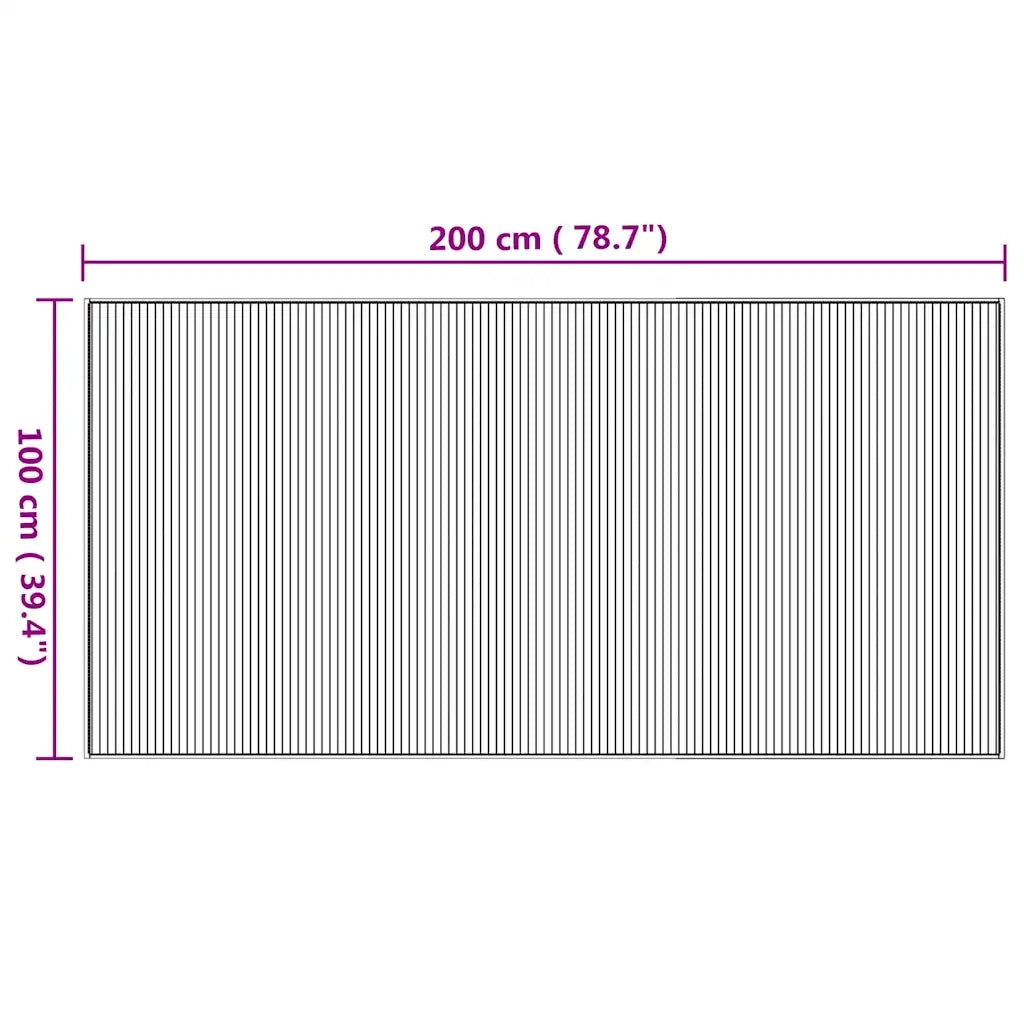 Tappeto Rettangolare Naturale 100x200 cm in Bambù 376943