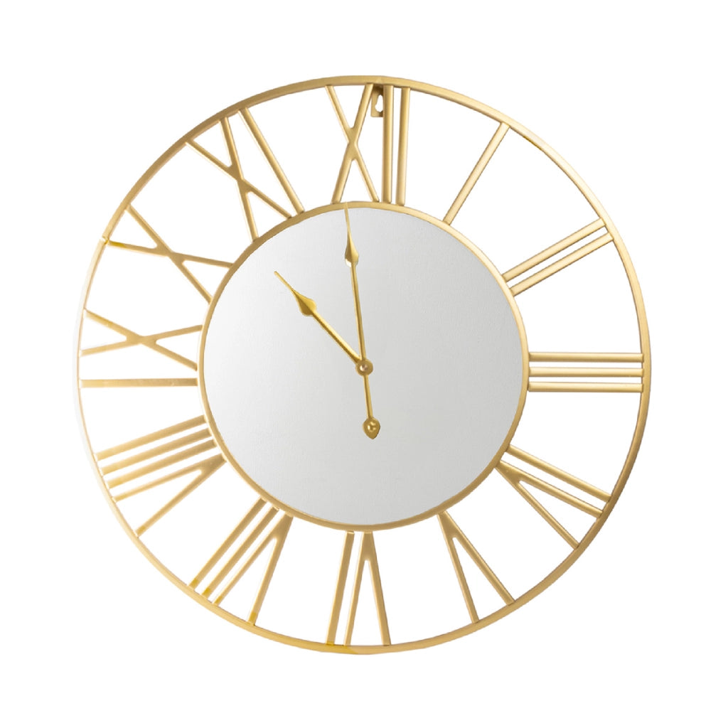 Orologio da Parete Grande 57 cm con Numeri Romani Design Industriale Moderno in Metallo Nero o Oro per Soggiorno Cucina Ufficio e Ingresso Oro