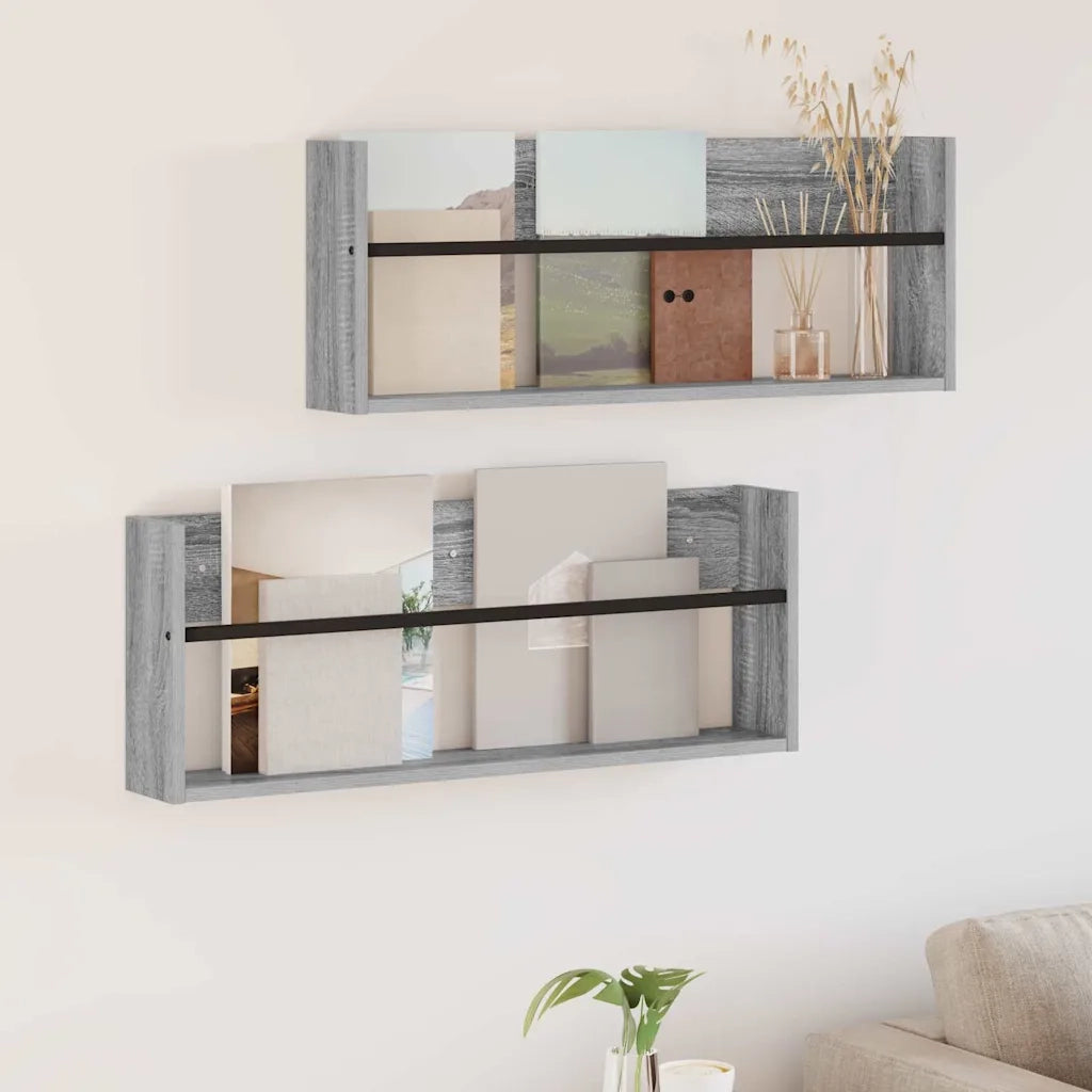 Scaffale per riviste 2 pz Grigio Sonoma 80 x 12 x 30 cm 890811