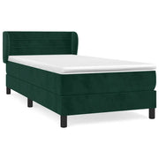 Letto singolo | Letto per adulti | Giroletto a Molle con Materasso Verde Scuro 90x200 cm Velluto