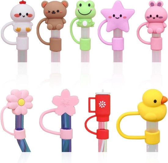 Set di Coperchi in Plastica Riciclabile per Tazze Cartoon - 9 pezzi