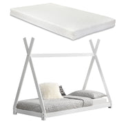 Letto per Bambini con Materasso 90 x 200 cm Tenda Indiana Tipi - bianco opaco [en.casa]