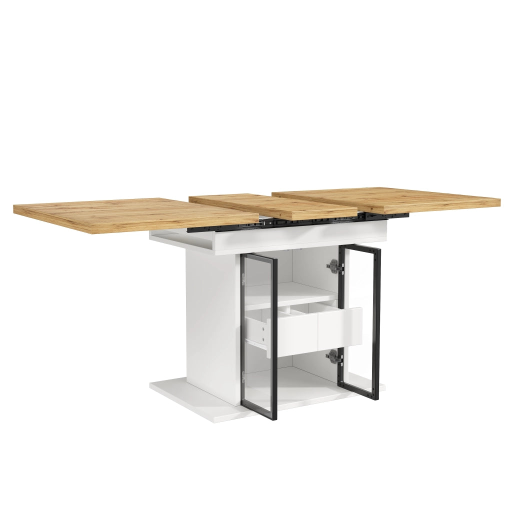 TAVOLO allungabile con contenitore e LED RGB 110/140 cm MDF Bianco