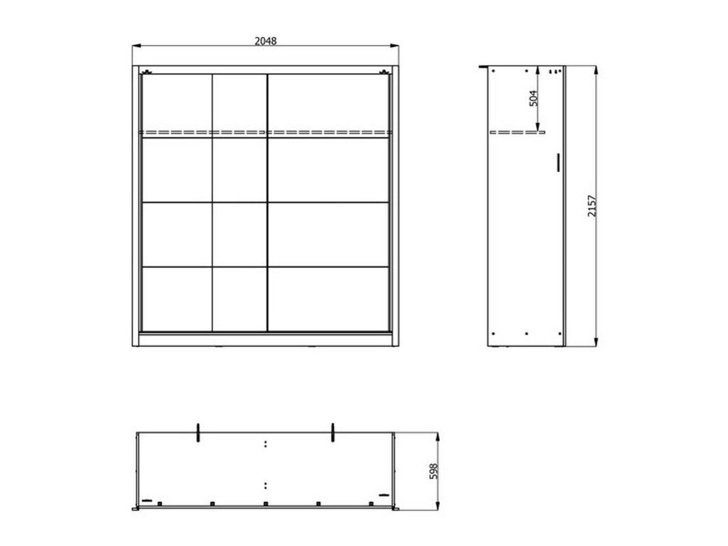 Armadio Camera da Letto Orero, Guardaroba Grande Appendiabiti, 205x215.5h cm Bianco Opaco