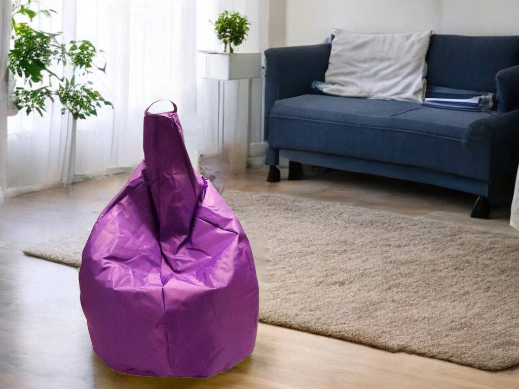 Pouf a sacco elegante, colore viola, Misure 80 x 120 x 80 cm
