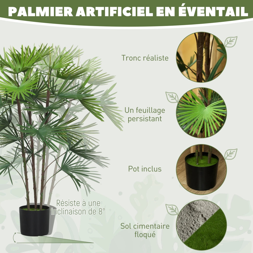 Palma Artificiale con Vaso ¨C zephmum ¨C Verde 90 cm