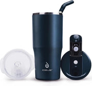 Biberon termico 540 ml, tazza per caffè a doppia parete, acciaio inossidabile, tazza per caffè, biberon da viaggio con chiusura ermetica e soffice, adatto per bevande calde e fredde, blu marino.