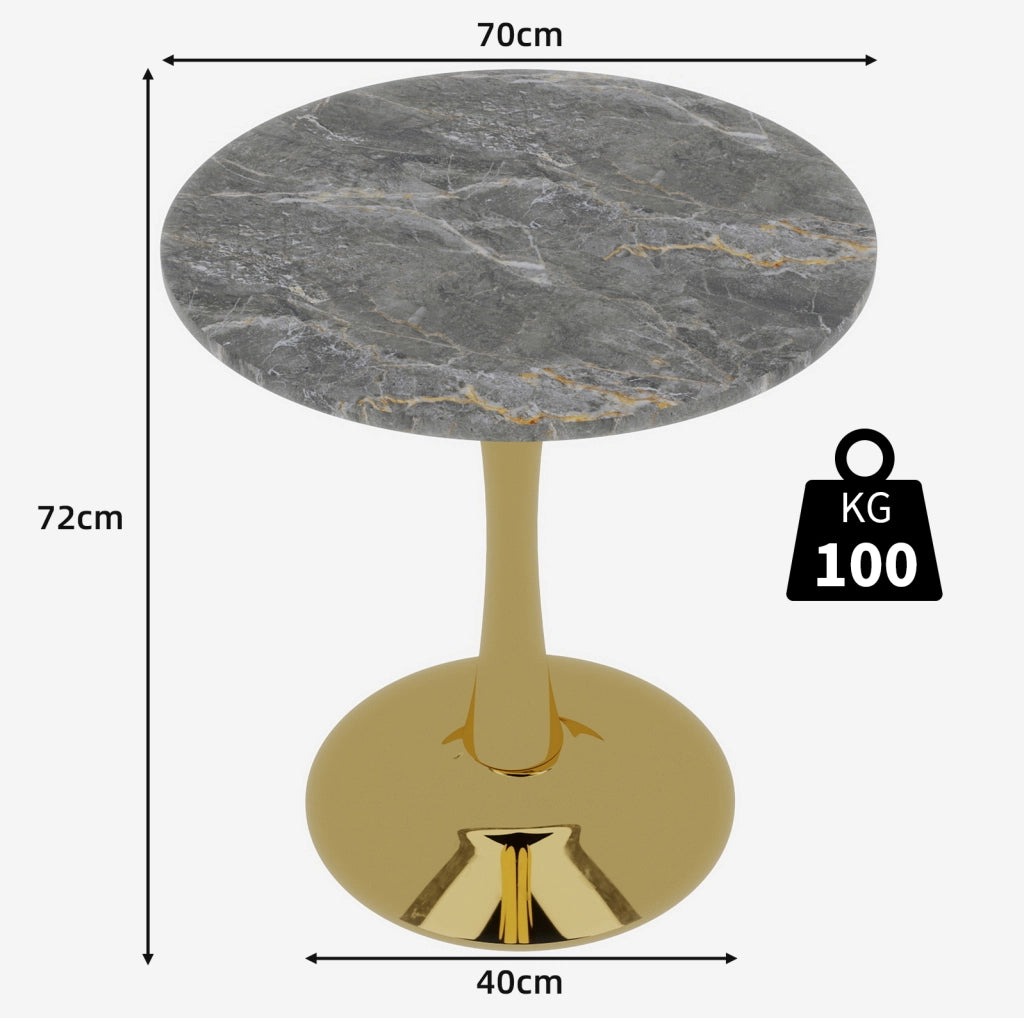 Tavolino da caffè rotondo in marmo artificiale; stile minimalista; dorato