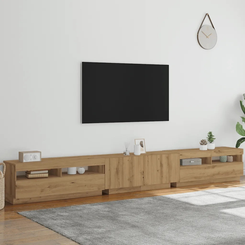Mobile Porta TV con LED Artigianale 300x35x40 cm Multistrato