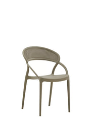 Set 4 sedie design polipropilene e fibra di vetro tortora 54x56x82