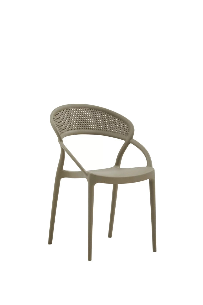 Set 4 sedie design polipropilene e fibra di vetro tortora 54x56x82