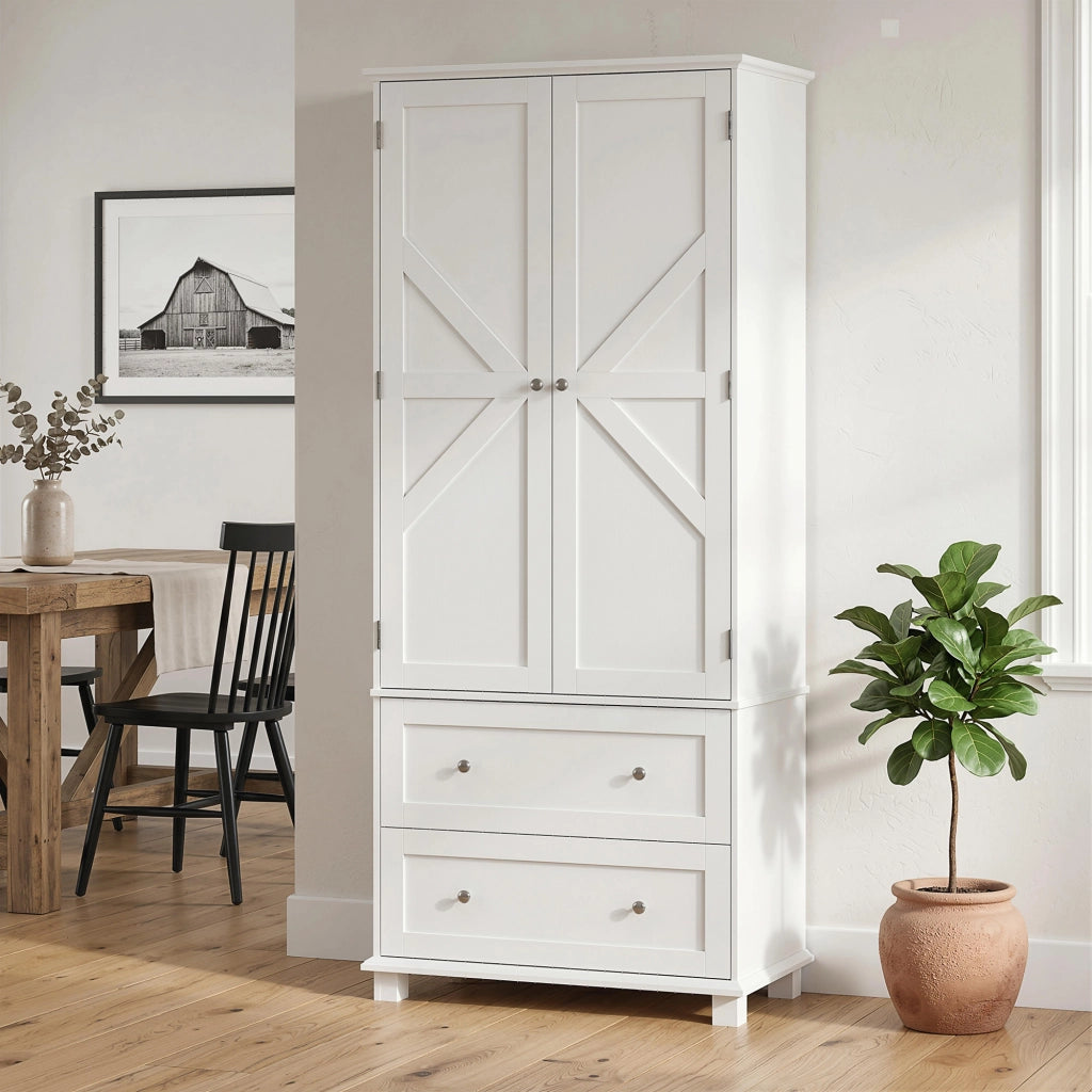 Armadio da cucina 2 ante 2 cassetti ¨C zephmum ¨C bianco 80x39.5x184.5cm