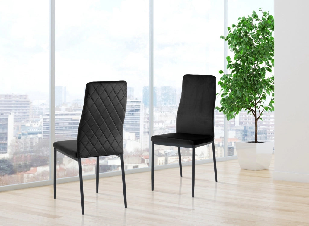 Sedia RODI BLACK in velluto nero con gambe in metallo oro
