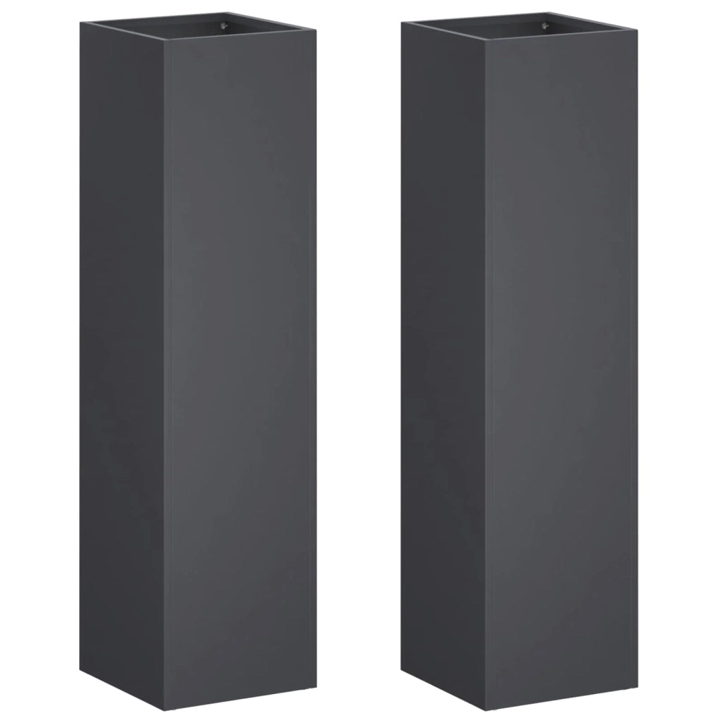 Vaso da giardino 2 pz Antracite 20 x 20 x 75 cm 8005321