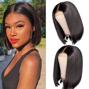 Parrucca Donna Finta Capelli - Fronte in Trama - Capelli Falsi Nero - 20 cm