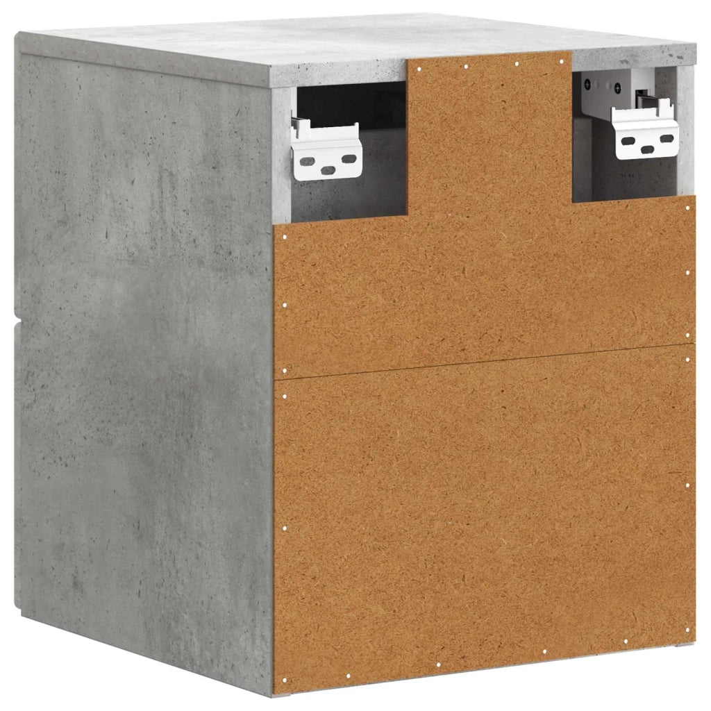 Comodino | Armadio da Notte | Mobiletto da notte a muro Grigio Cemento 33 x 34,5 x 40 cm
