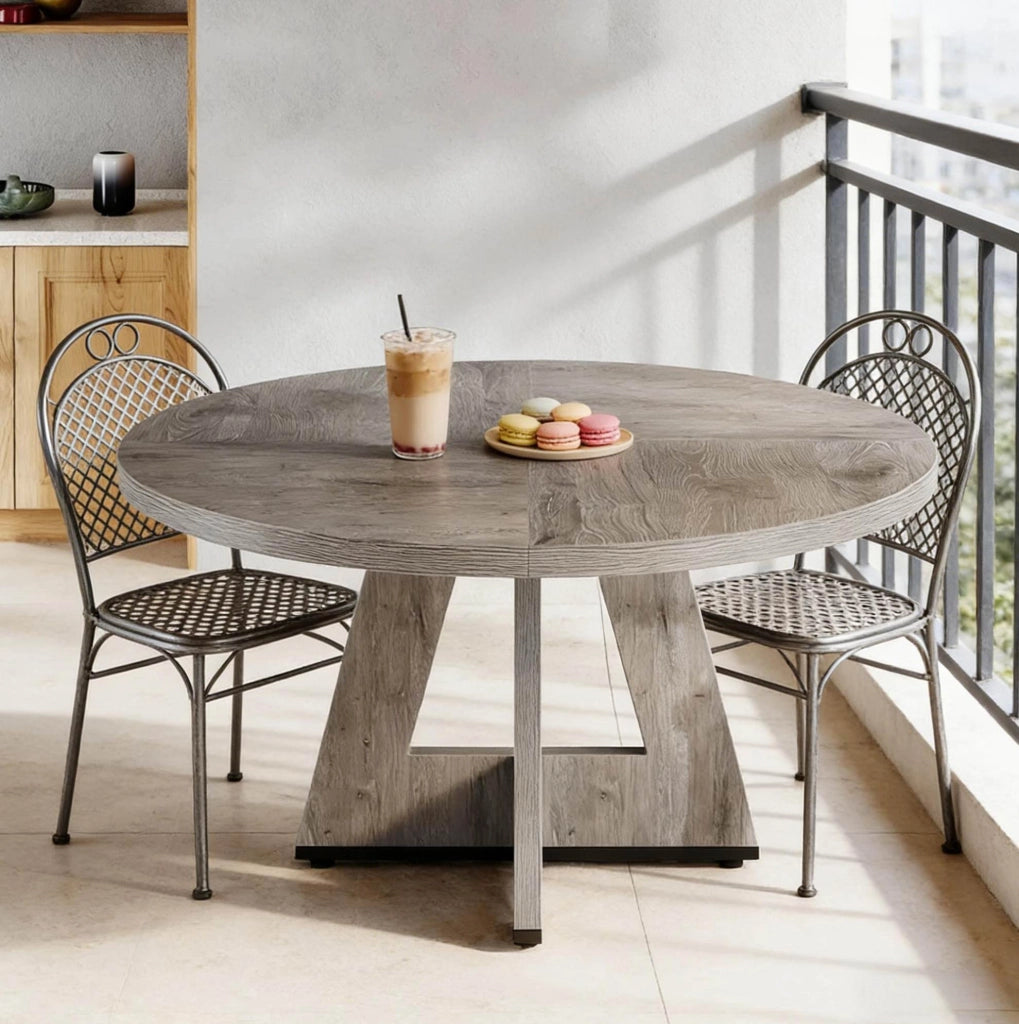 Tavolo da pranzo rotondo stile rustico Ø 120 cm grigio