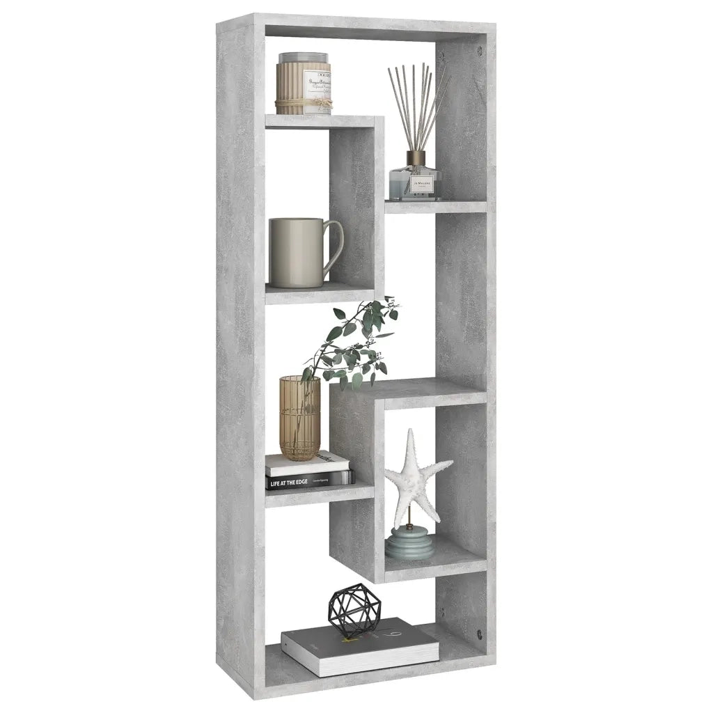 Scaffale a Parete Grigio Cemento 36x16x90 cm Legno Multistrato 803015