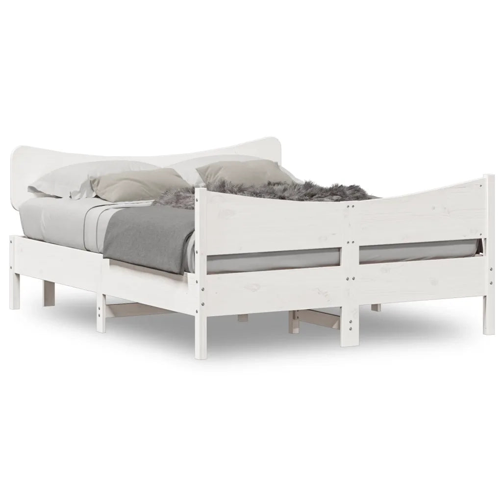 Giroletto con Testiera Bianco 140x190 cm in Legno Massello Pinocod mxl 115000