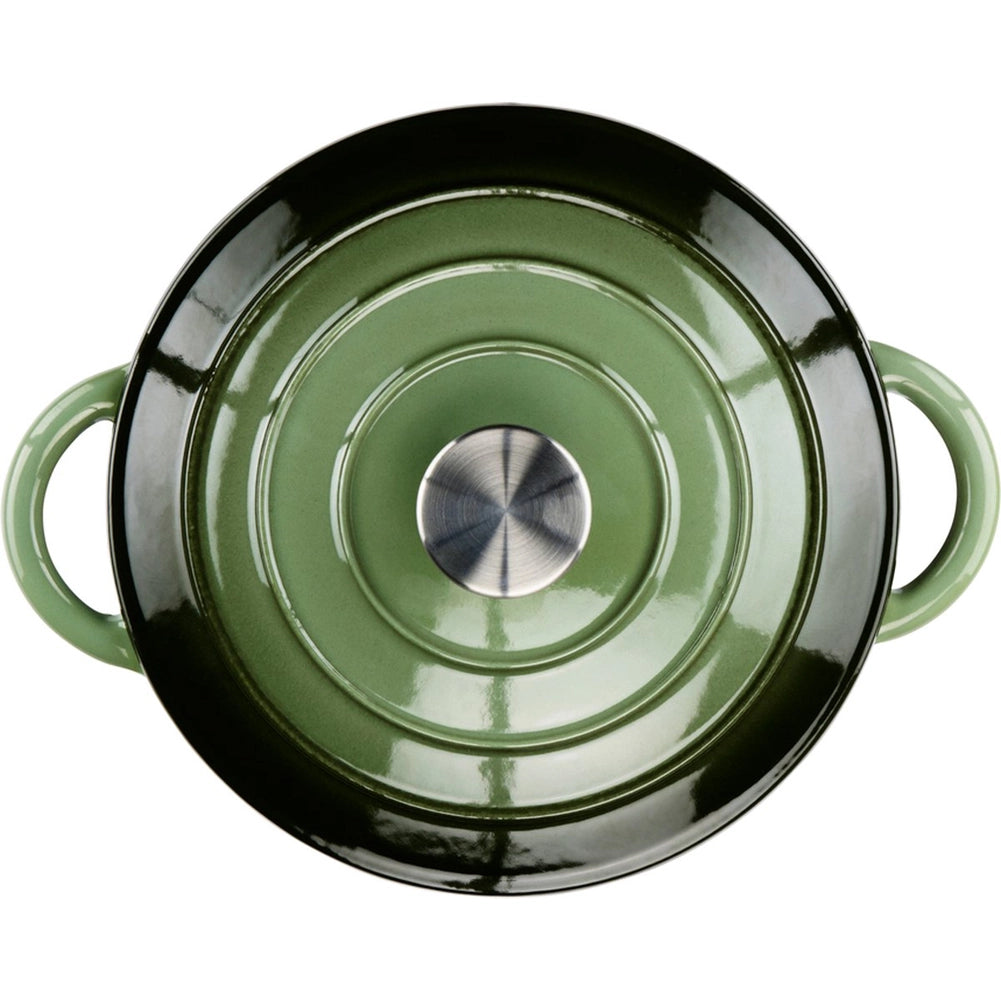 Padella in Ghisa con Coperchio Casseruola 24 cm Verde Adatto a Tutti i Fornelli