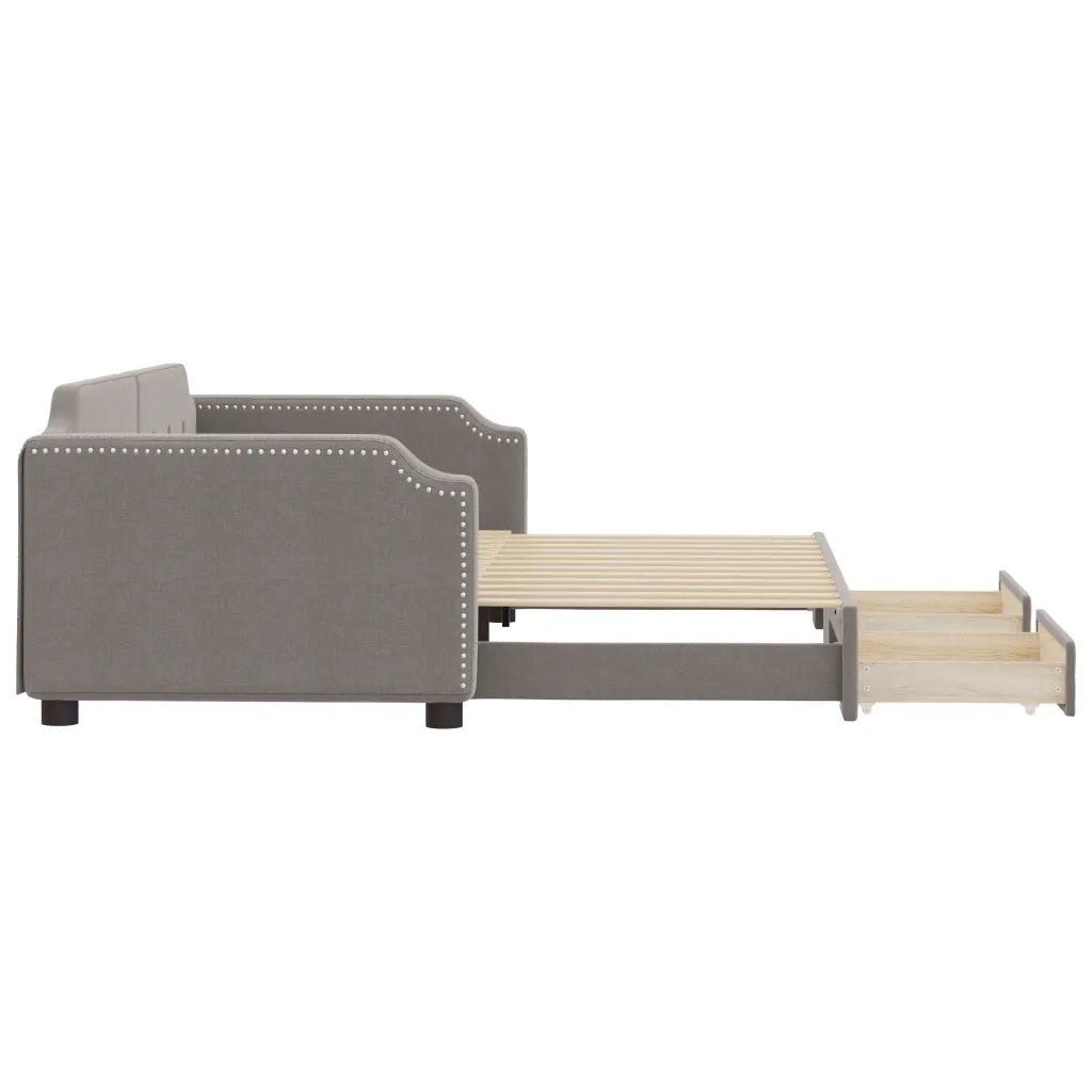 Divano Letto Estraibile con Cassetti Tortora 100x200 cm Tessuto