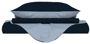 Copripiumino 1 Piazza e Mezzo con Sacco e Federe Doubleface Blu Scuro/Azzurro