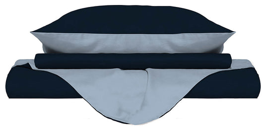 Copripiumino 1 Piazza e Mezzo con Sacco e Federe Doubleface Blu Scuro/Azzurro
