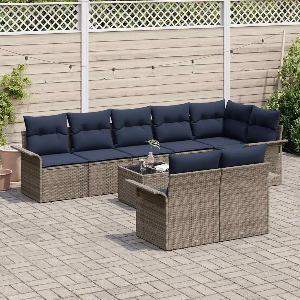 Set Divano da Giardino 9 pcs Grigio polyrattan 3354094