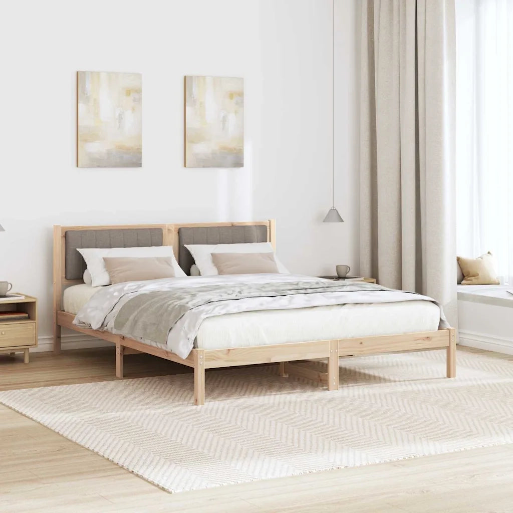 Letto con Testiera Rivestita Talpa 150 x 200 cm Pino massello