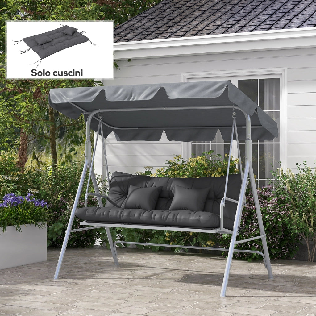 Set 4 Cuscini da Giardino per Schienale e Seduta ¨C Zephmum ¨C Poliestere Grigio Carbone