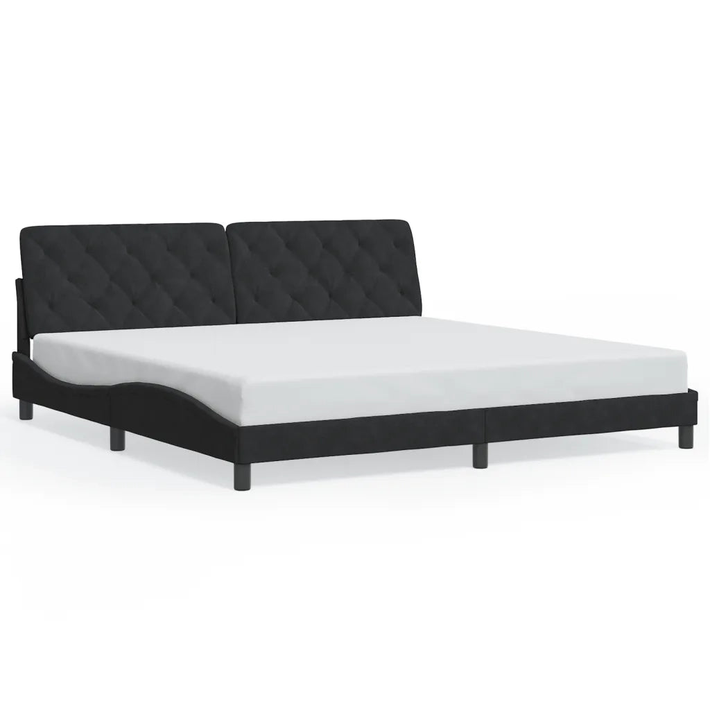 Giroletto con LED senza Materasso Nero 200x200 cm in Velluto 3213875